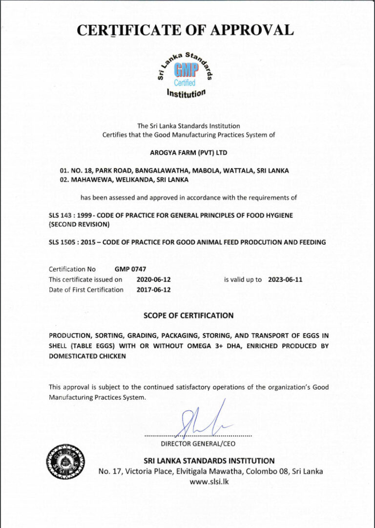 GMP Certificate Arogya Farm